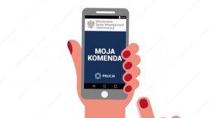 ilustracja na której widać telefon na którym widać napis &quot;Moja komenda&quot;