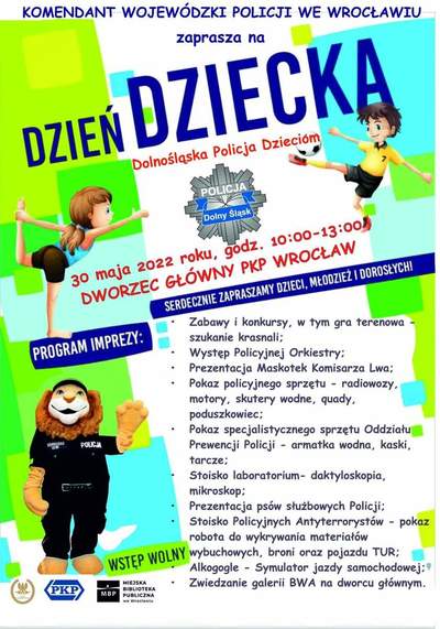 TO JUŻ DZISIAJ! DOLNOŚLĄSKA POLICJA ZAPRASZA NA DZIEŃ DZIECKA - DWORZEC PKP WROCŁAW