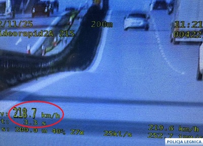 Policjanci z grupy Speed zatrzymali kierowcę BMW jadącego 218 km/h na autostradzie A4