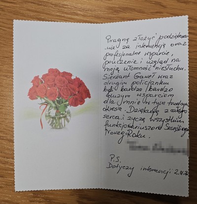 Podziękowania, które dodają skrzydeł – miłe słowa dla legnickich policjantów