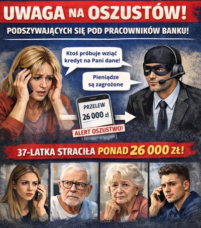 37-latka straciła ponad 26 tysięcy złotych. Oszuści znów podszywają się pod pracowników banku